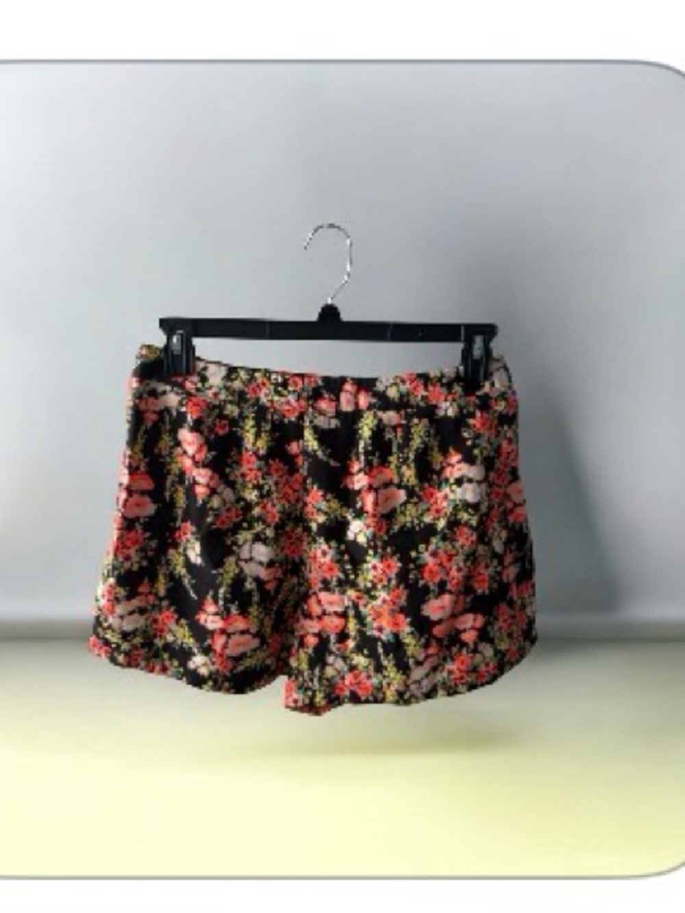 Candie's Black High-Rise Floral Shorts with Pink & Coral Blooms